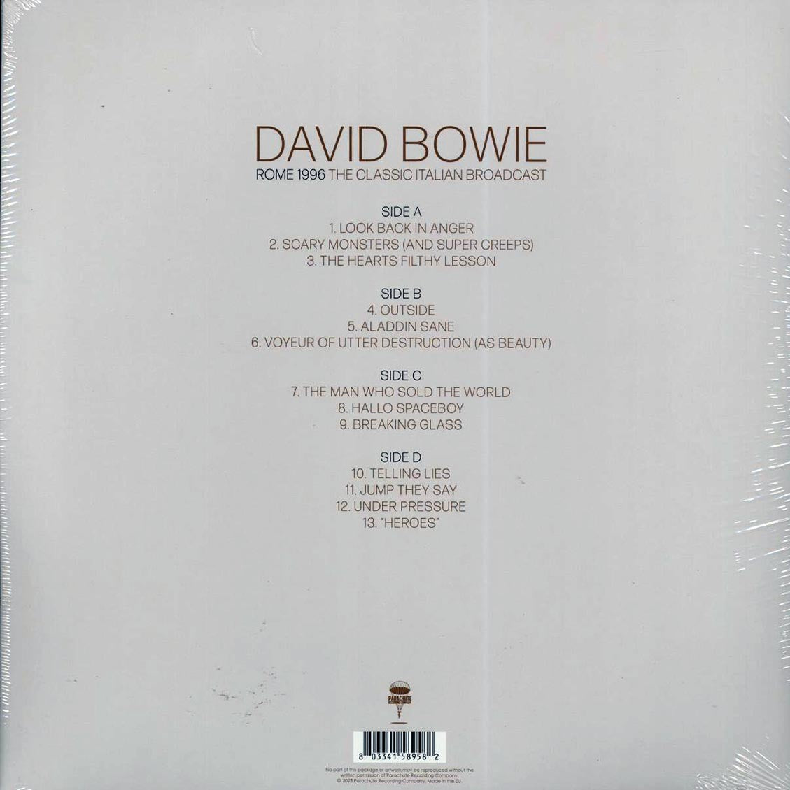 David Bowie - Rome 1996: The Classic Italian Broadcast (ltd. ed.) (2xLP) (clear vinyl) vinyl LP back cover