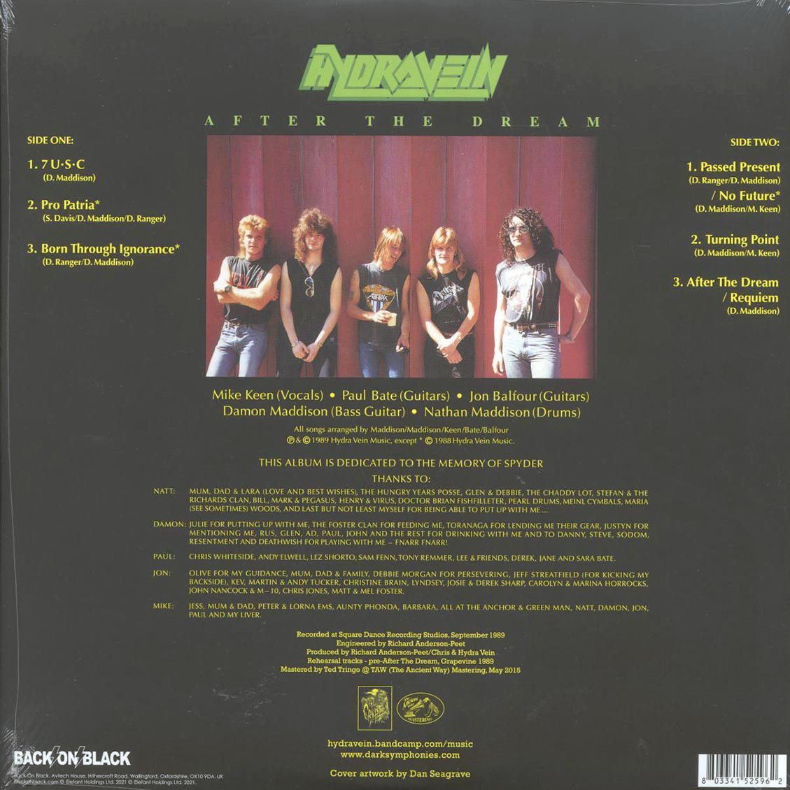 Hydravein - After The Dream (ltd. ed.) (clear/green splatter vinyl) vinyl LP back cover