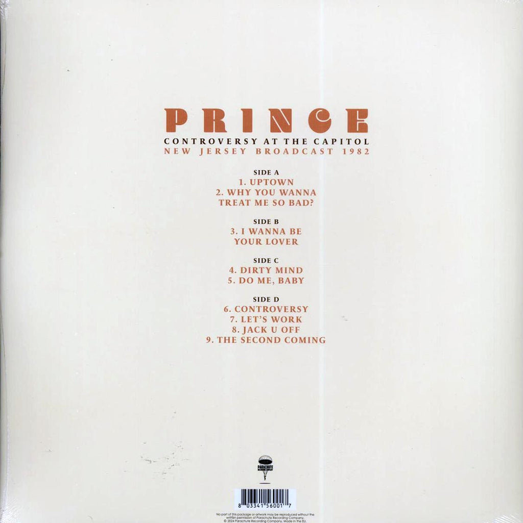 Prince - Controversy At The Capitol: New Jersey Broadcast 1982 (ltd. ed.) (2xLP) (clear vinyl) vinyl LP back cover