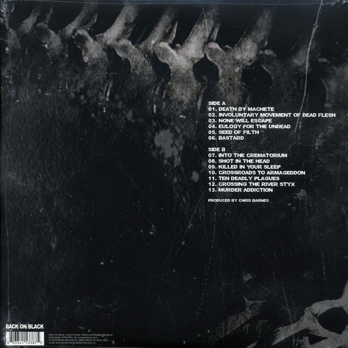 Six Feet Under - Death Rituals (ltd. ed.) (clear/black splatter vinyl) vinyl LP back cover