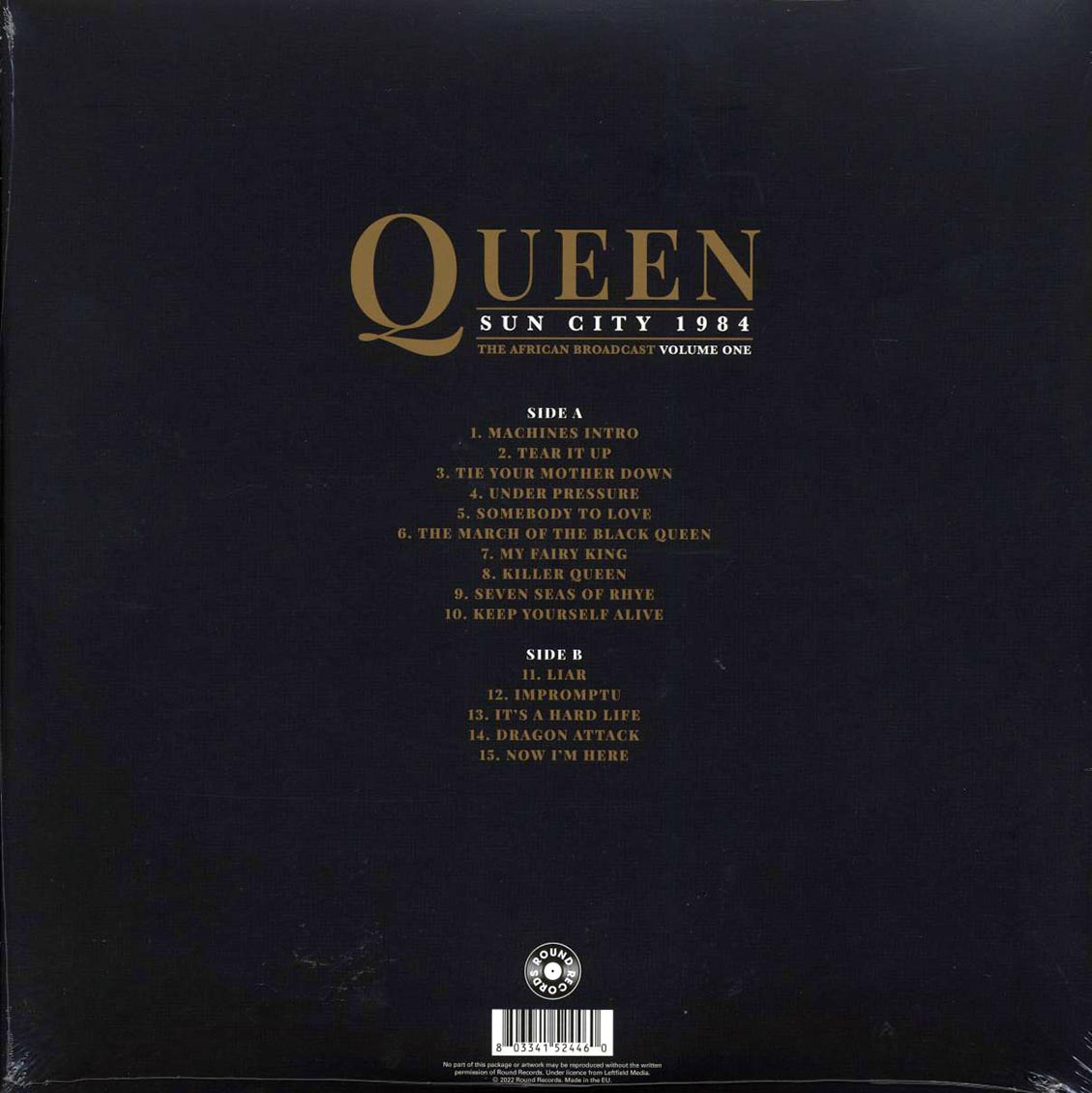 Queen - Sun City 1984 Volume 1: The African Broadcast vinyl LP back cover