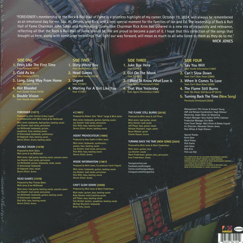 Foreigner - Turning Back The Time (2xLP) vinyl LP back cover