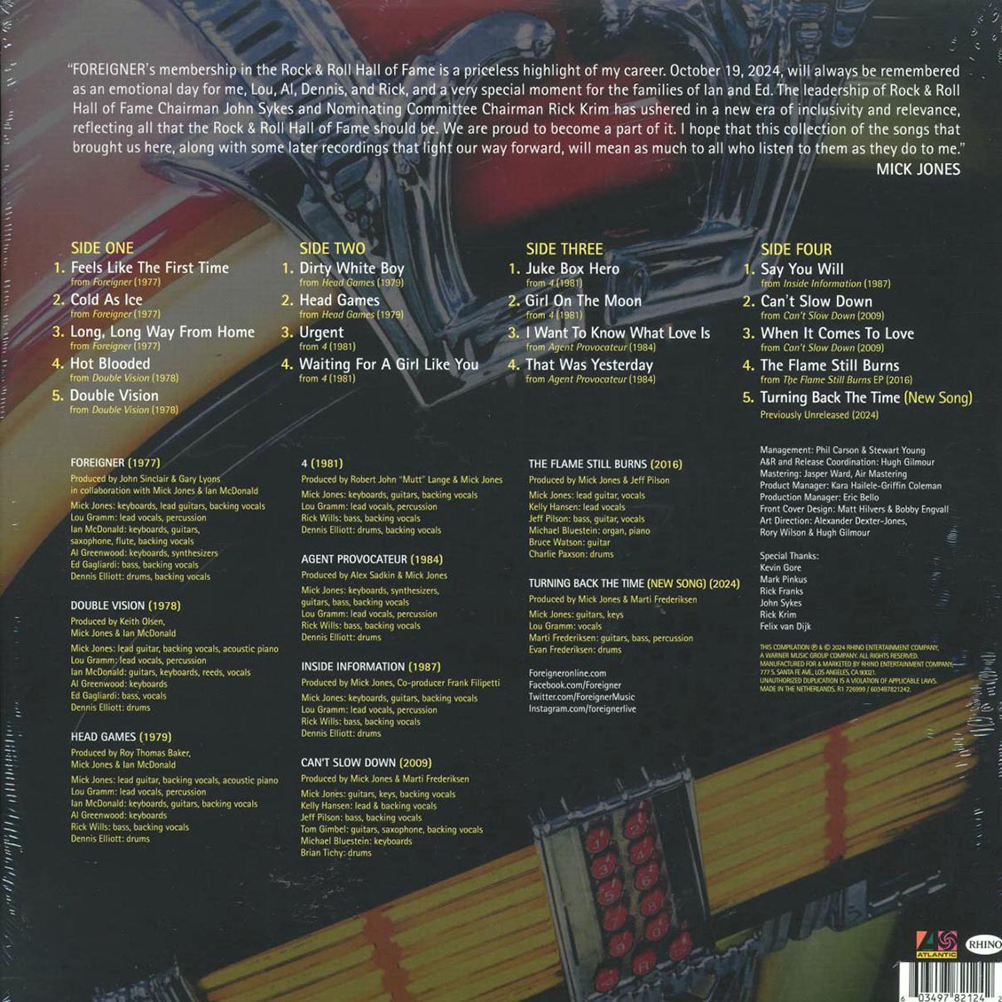 Foreigner - Turning Back The Time (2xLP) vinyl LP back cover
