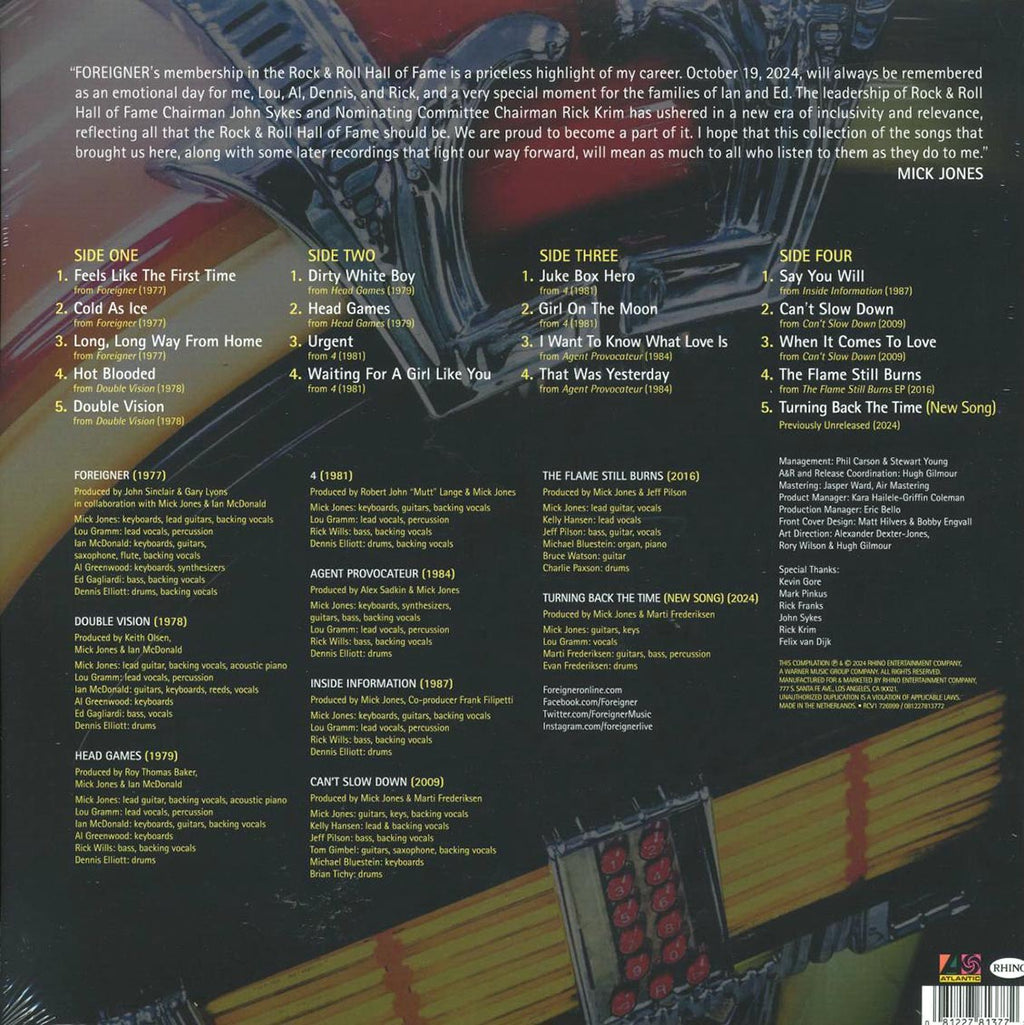 Foreigner - Turning Back The Time (2xLP) (clear vinyl) vinyl LP back cover
