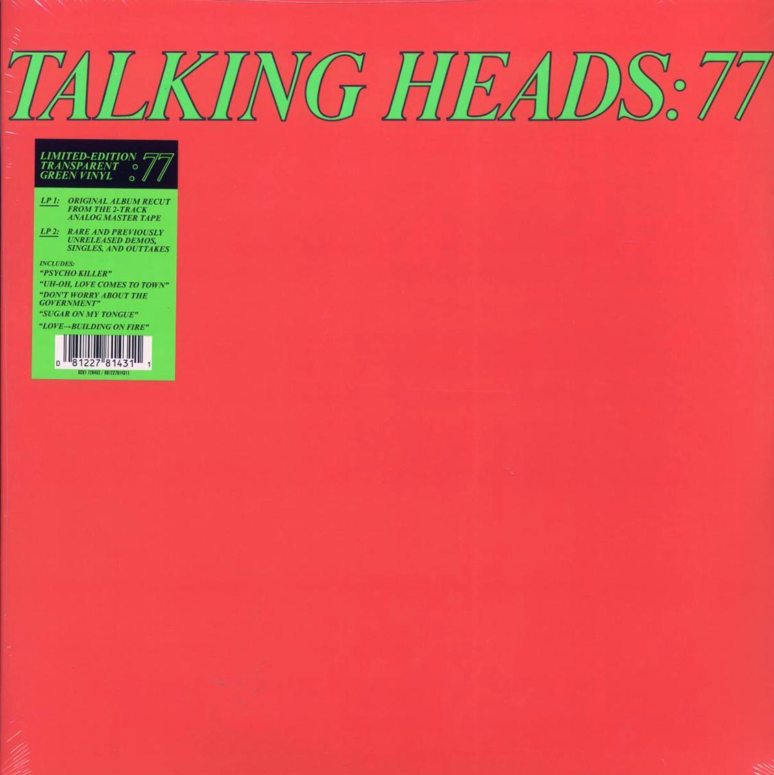 Talking Heads - Talking Heads: 77 (with Bonus LP) (+12 bonus tracks) (ltd. ed.) (2xLP) (green vinyl) vinyl LP front cover