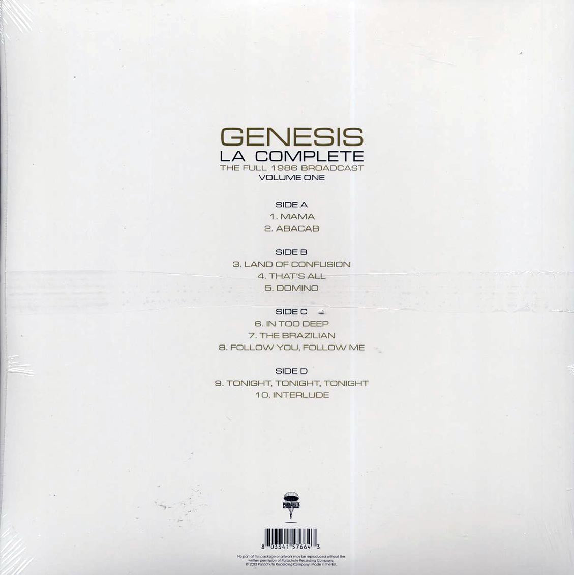 Genesis - LA Complete Volume 1: The Full 1986 Broadcast (2xLP) vinyl LP back cover