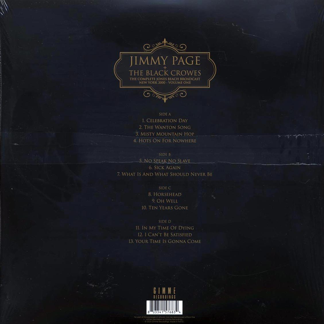 Jimmy Page, The Black Crowes - New York 2000 Volume 1: The Complete Jones Beach Broadcast (2xLP) vinyl LP back cover