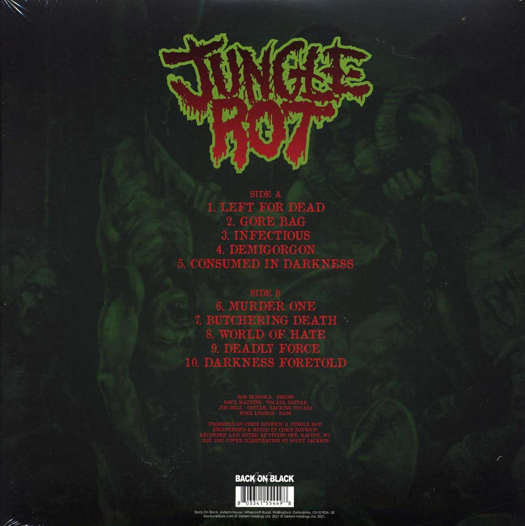 Jungle Rot - Slaughter Of The Weak (ltd. ed.) (clear vinyl) vinyl LP back cover