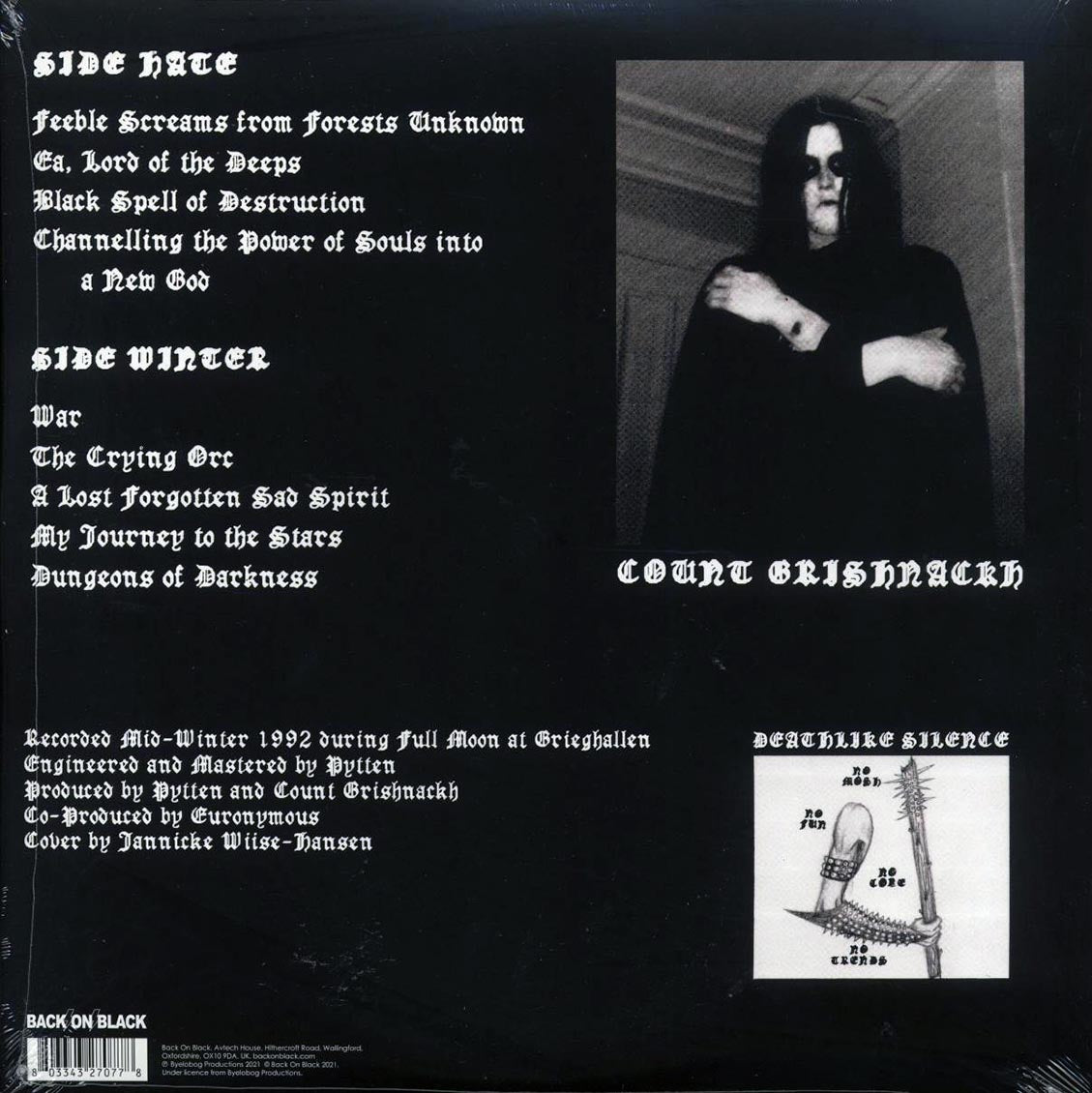 Burzum - Burzum vinyl LP back cover