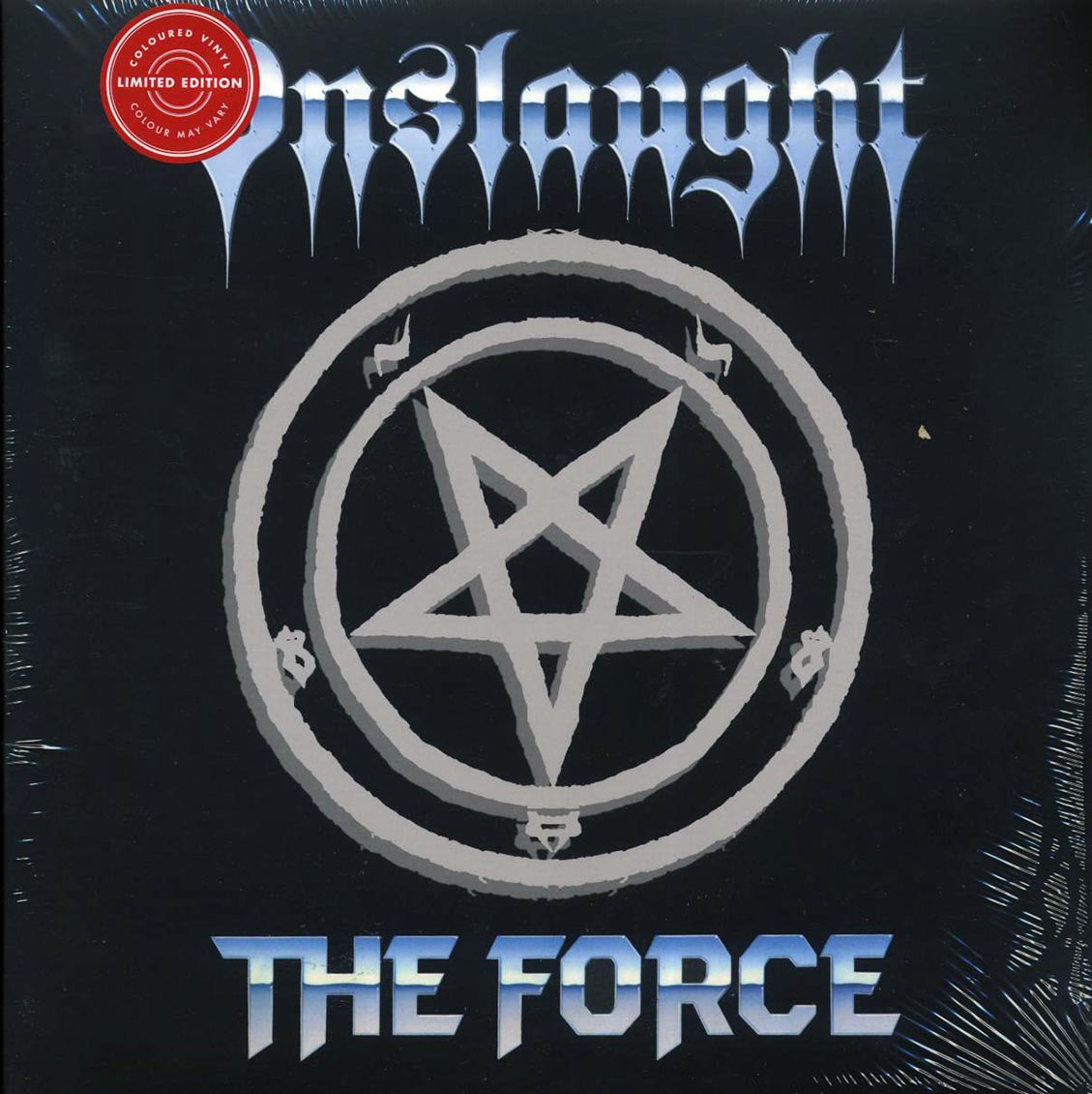 Onslaught - The Force (ltd. ed.) (2xLP) (white/blue splatter vinyl) vinyl LP front cover