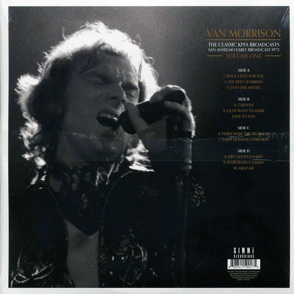 Van Morrison - The Classic KPFA Broadcasts Volume 1: San Anselmo Early Broadcast 1973 (2xLP) vinyl LP back cover