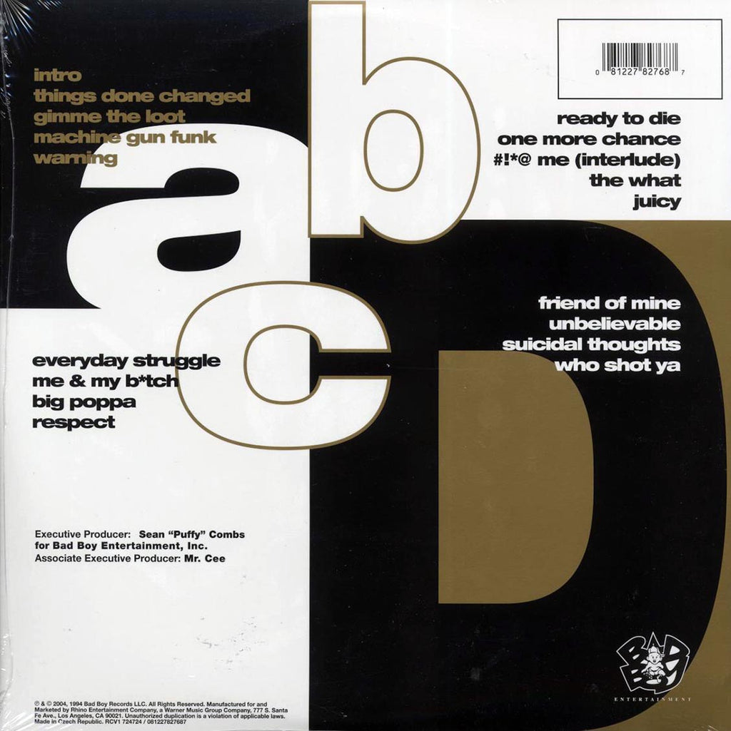 The Notorious BIG - Ready To Die (ltd. ed.) (2xLP) (gold vinyl) vinyl LP back cover