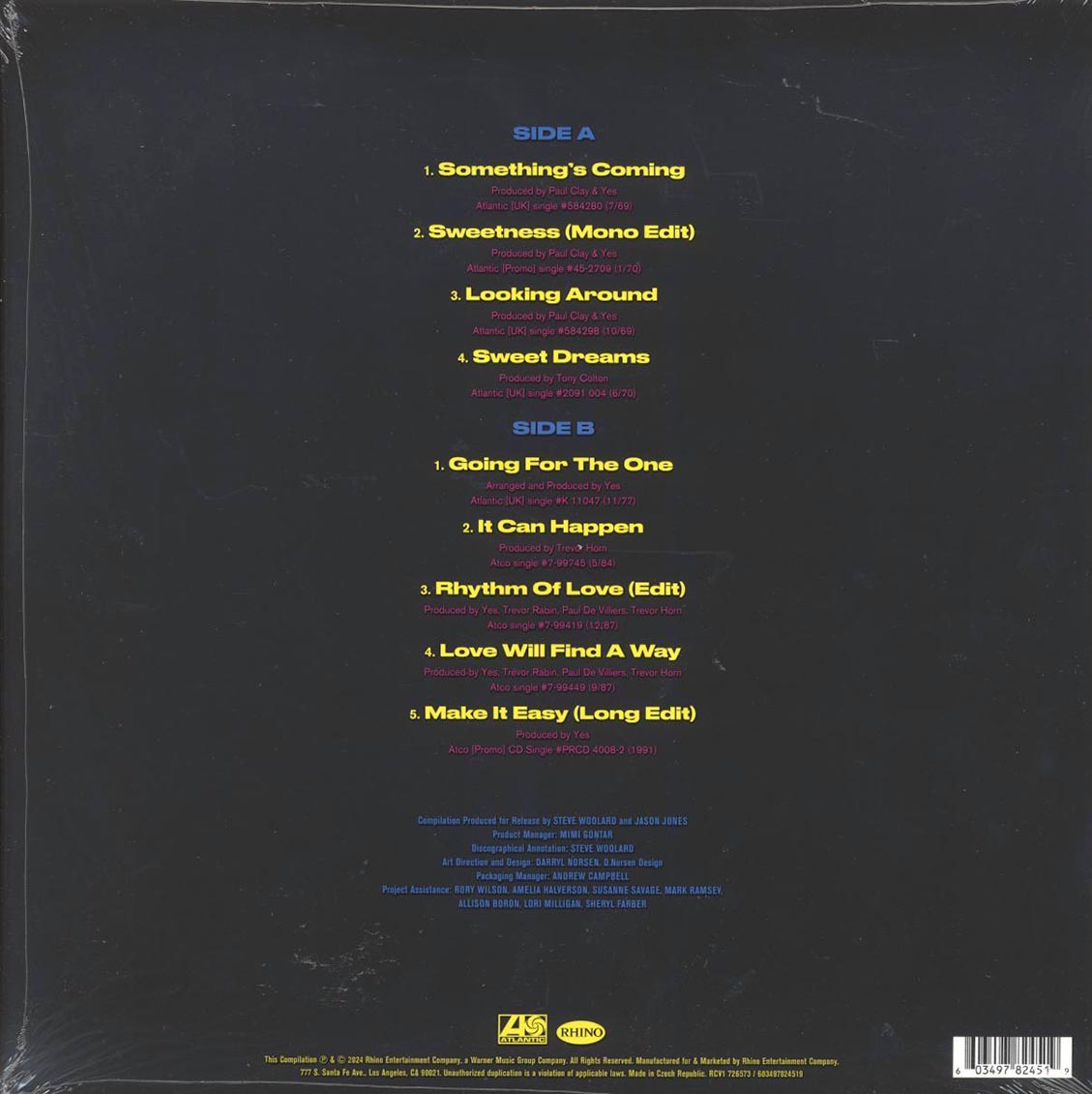 Yes - Singles II (ltd. ed.) (blue/white splatter vinyl) vinyl LP back cover