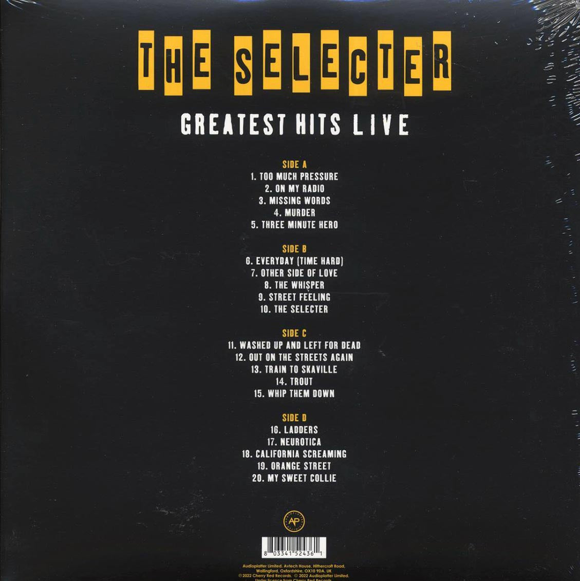 The Selecter - Greatest Hits Live: Minneapolis, 1991 (ltd. ed.) (2xLP) (clear vinyl) vinyl LP back cover