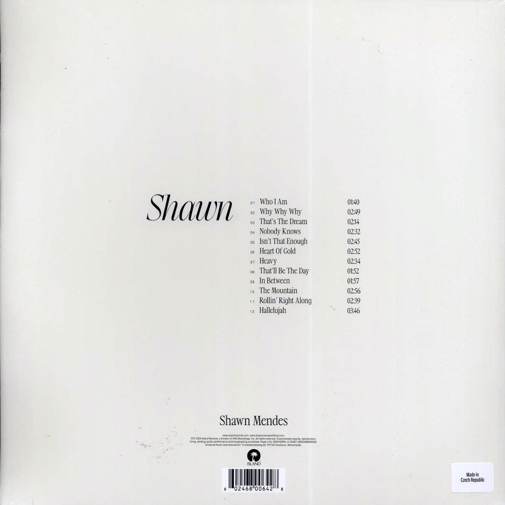 Shawn Mendes - Shawn (2xLP) (colored vinyl) vinyl LP back cover
