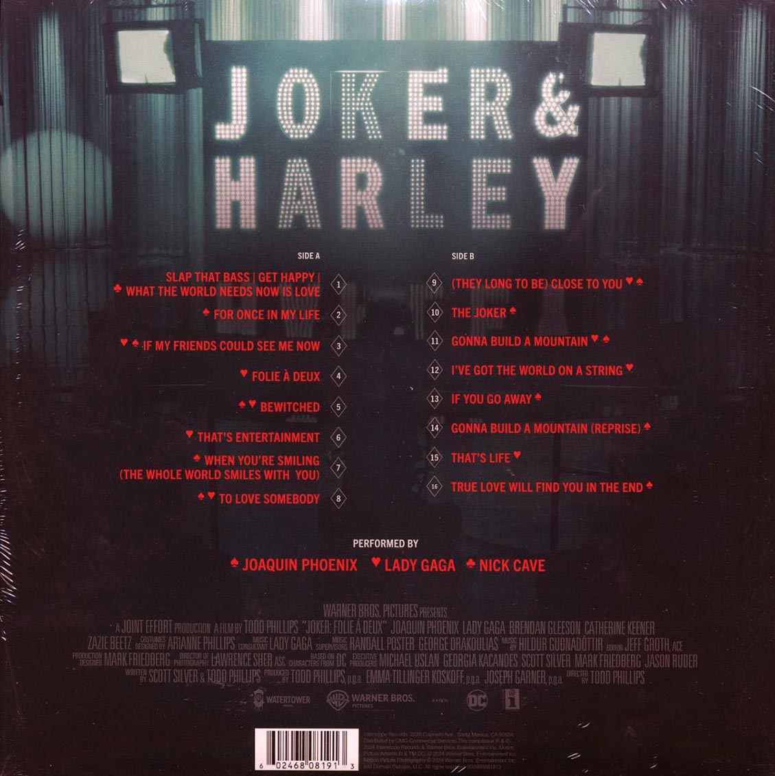 Joaquin Phoenix, Lady Gaga - Joker: Folie A Deuz (Music From The Motion Picture) (red vinyl) vinyl LP back cover