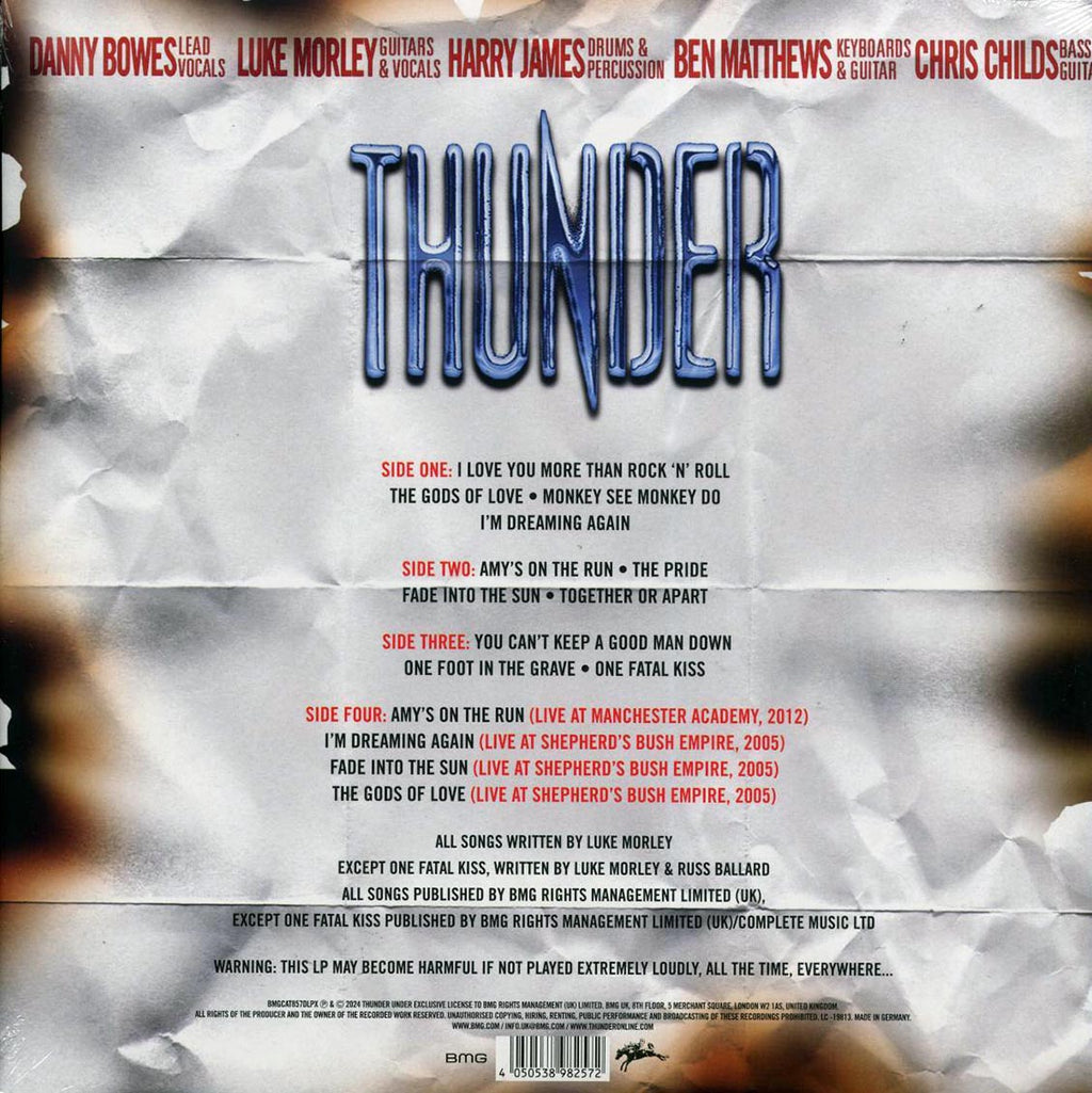 Thunder - The Magnificent Seventh! (+4 bonus tracks) (2xLP) (blue/orange vinyl) vinyl LP back cover