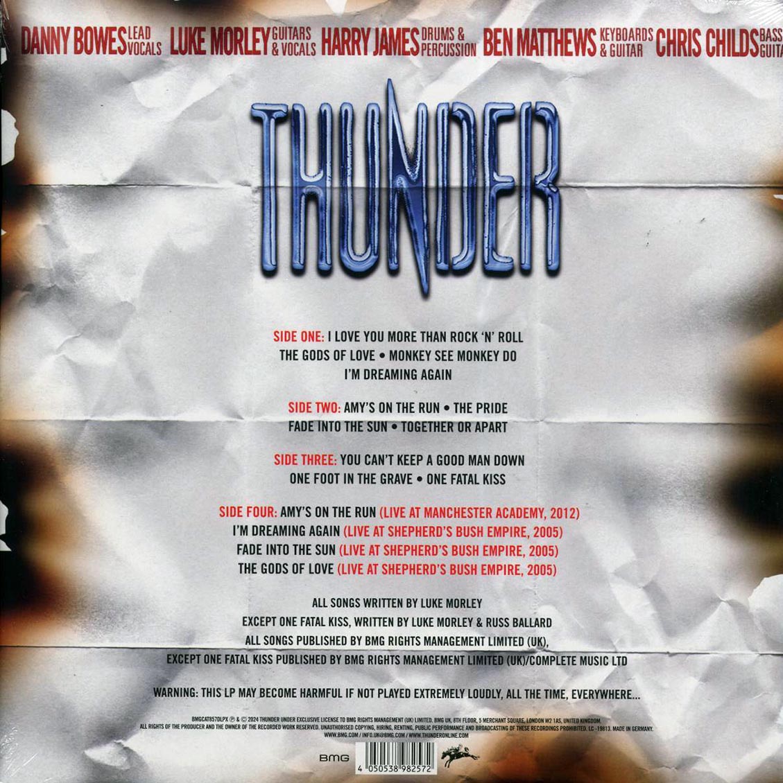 Thunder - The Magnificent Seventh! (+4 bonus tracks) (2xLP) (blue/orange vinyl) vinyl LP back cover