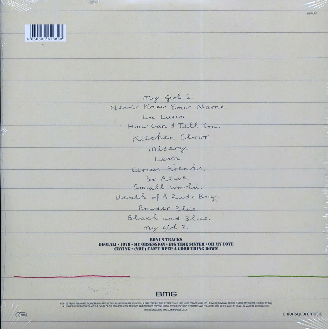 Madness - Oui Oui Si Si Ja Ja Da Da (+7 bonus tracks) (2xLP) (180g) (remastered) vinyl LP back cover