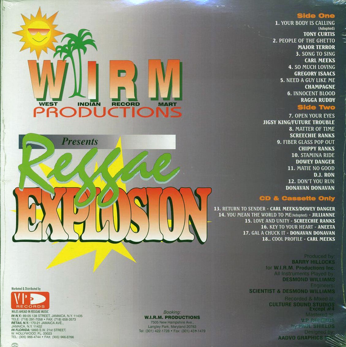Carl Meeks, Gregory Isaacs, Screechie Ranks, Etc. - Reggae Explosion vinyl LP back cover