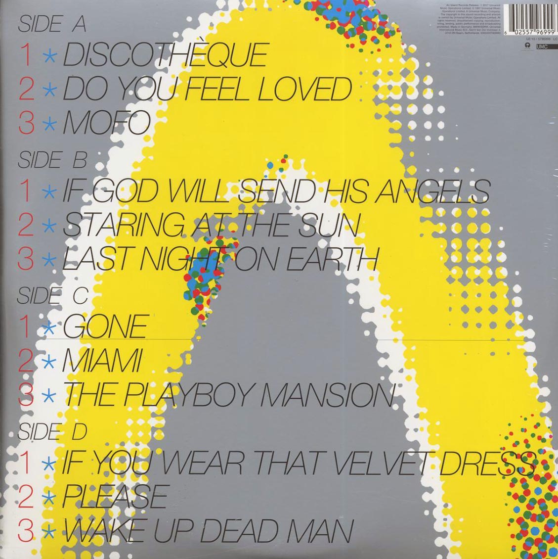 U2 - Pop (2xLP) (180g) (remastered) vinyl LP back cover