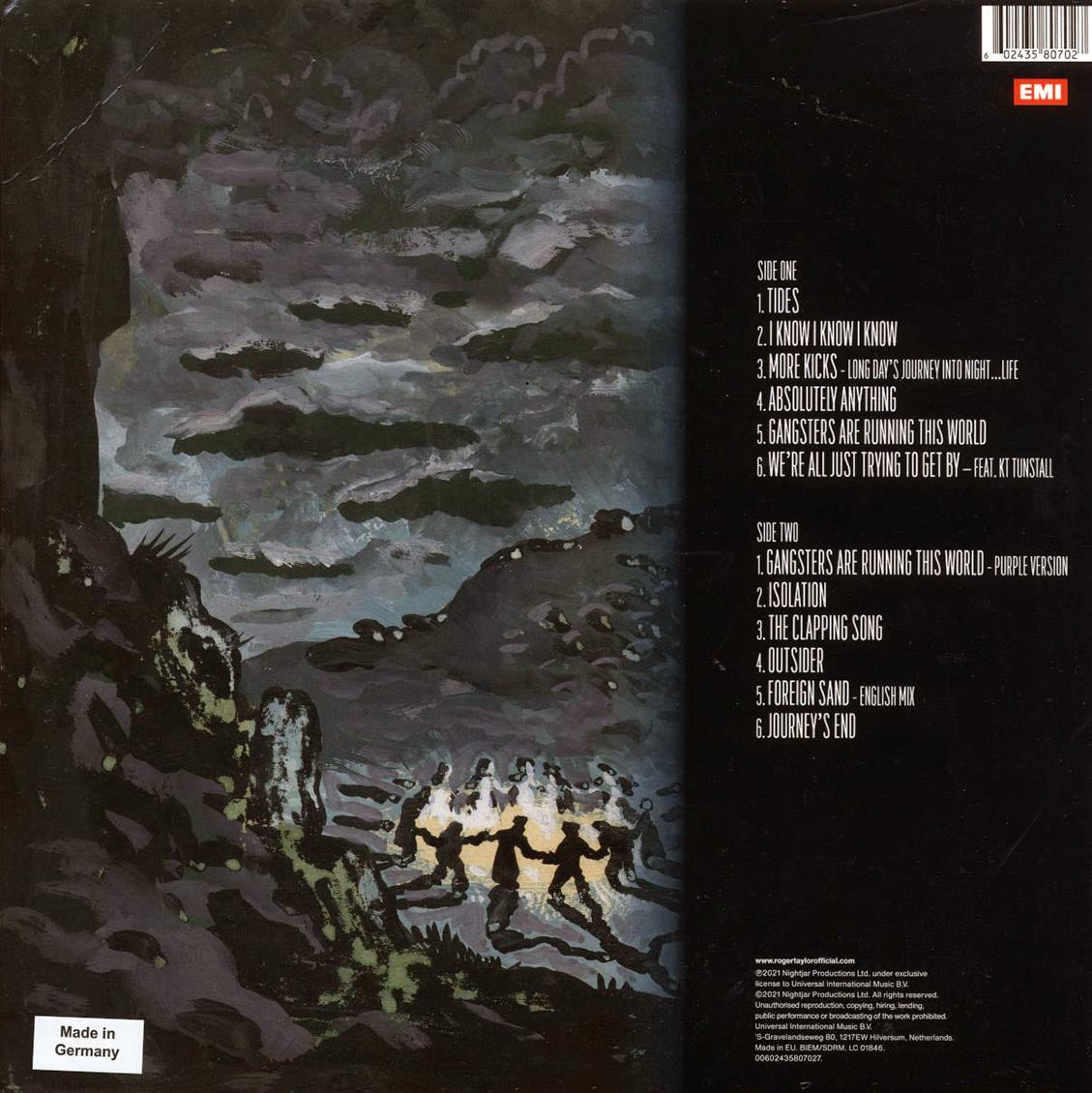 Roger Taylor - Outsider (ltd. ed.) (blue vinyl) vinyl LP back cover