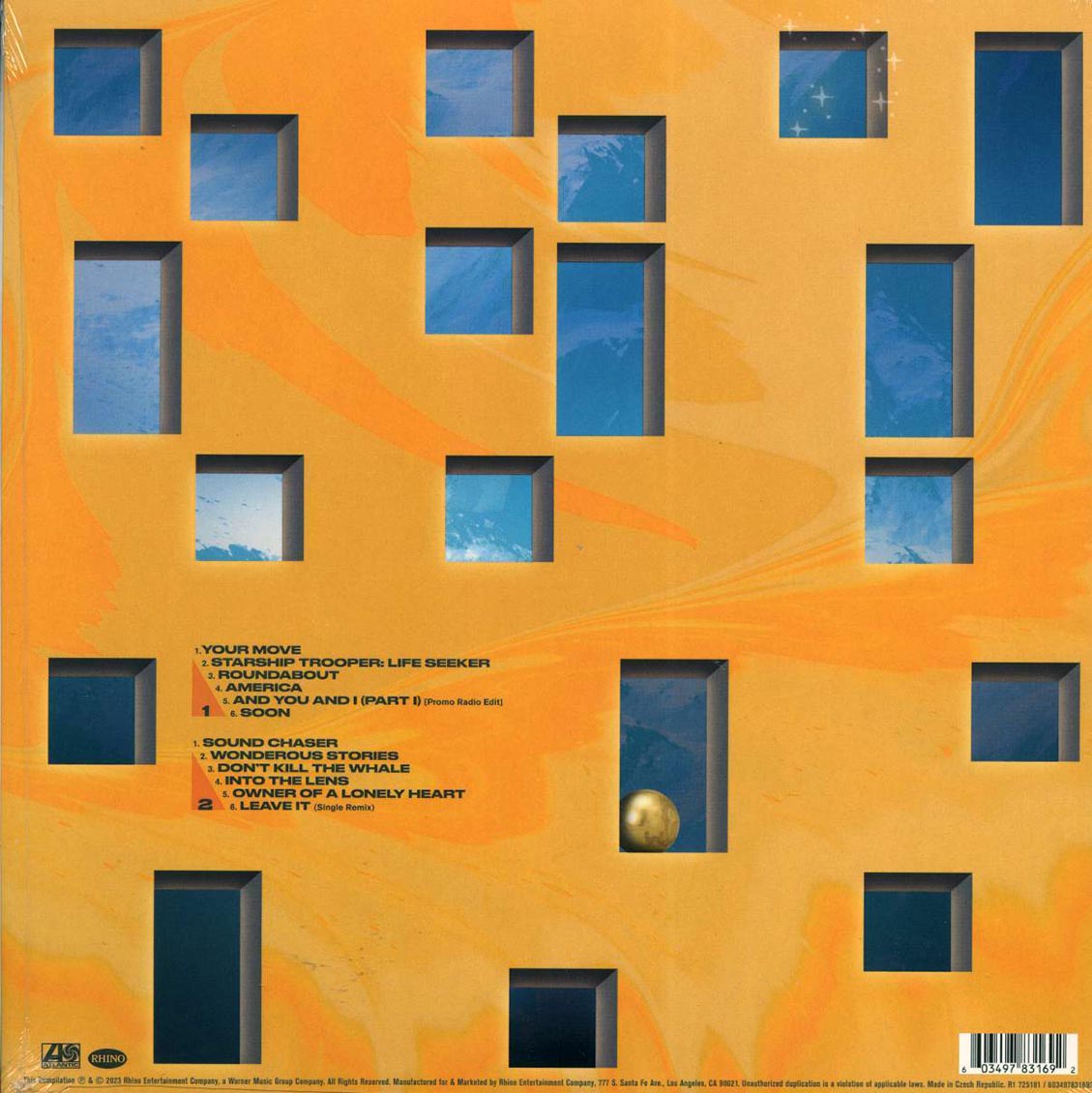 Yes - Yessingles vinyl LP back cover