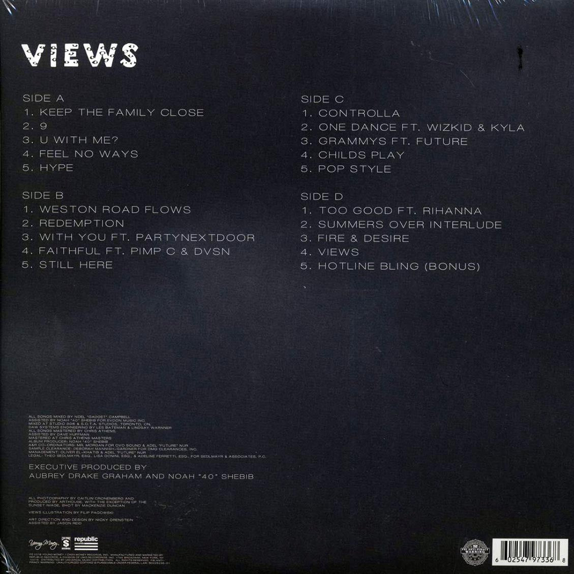 Drake - Views (2xLP) vinyl LP back cover
