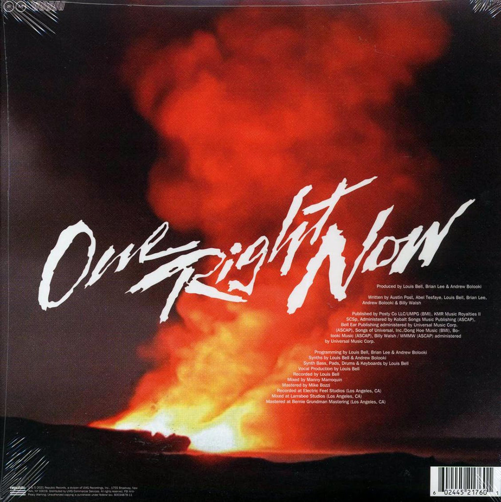 Post Malone, The Weeknd - One Right Now vinyl LP back cover