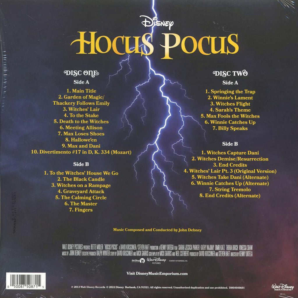John Debney - Hocus Pocus Original Motion Picture Soundtrack (2xLP) (blue vinyl) vinyl LP back cover