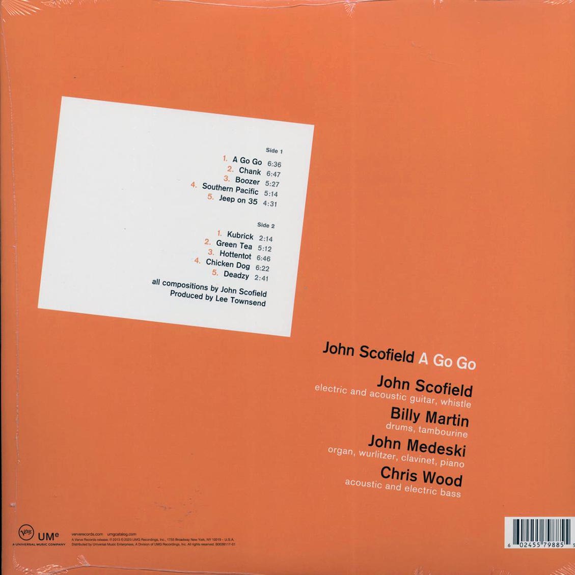 John Scofield - A Go Go (180g) (audiophile) vinyl LP back cover