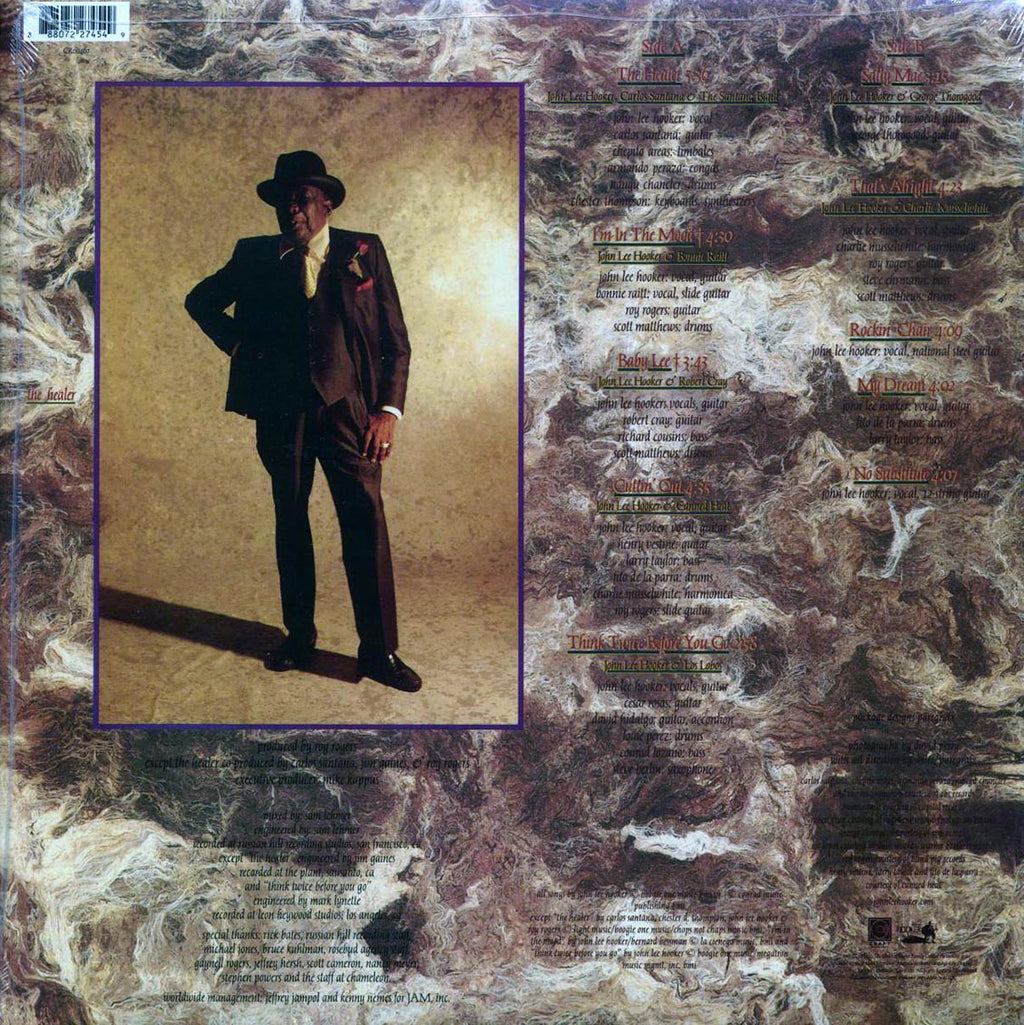 John Lee Hooker, Carlos Santana, Canned Heat, Los Lobos - The Healer (180g) vinyl LP back cover