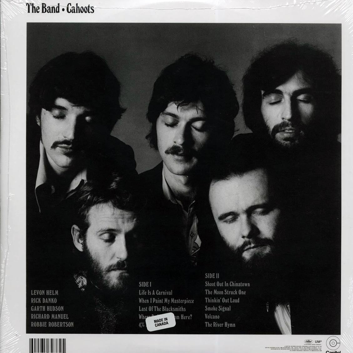 The Band - Cahoots vinyl LP back cover
