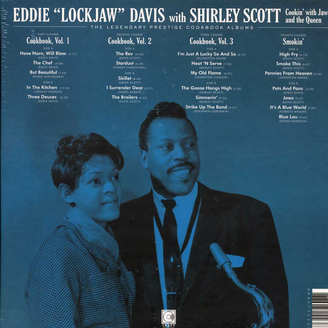 Eddie Lockjaw Davis, Shirley Scott - Cookin' With Jaws And The Queen: The Legendary Prestige And Cookbook Albums (slipcase box set) (4xLP) (box set) (180g) vinyl LP back cover