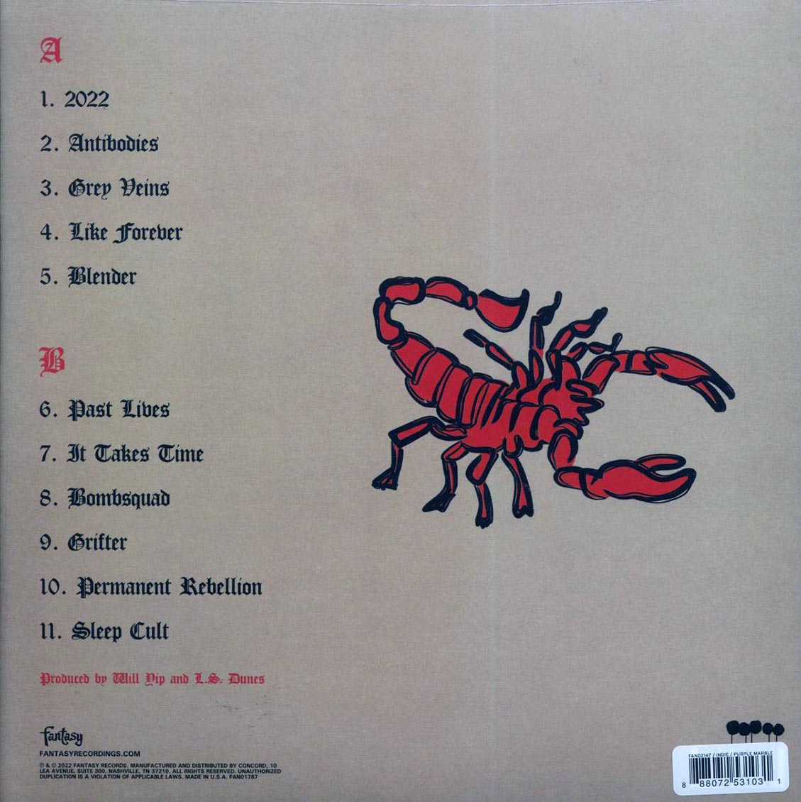 LS Dunes - Past Lives (ltd. ed.) (purple marble) vinyl LP back cover