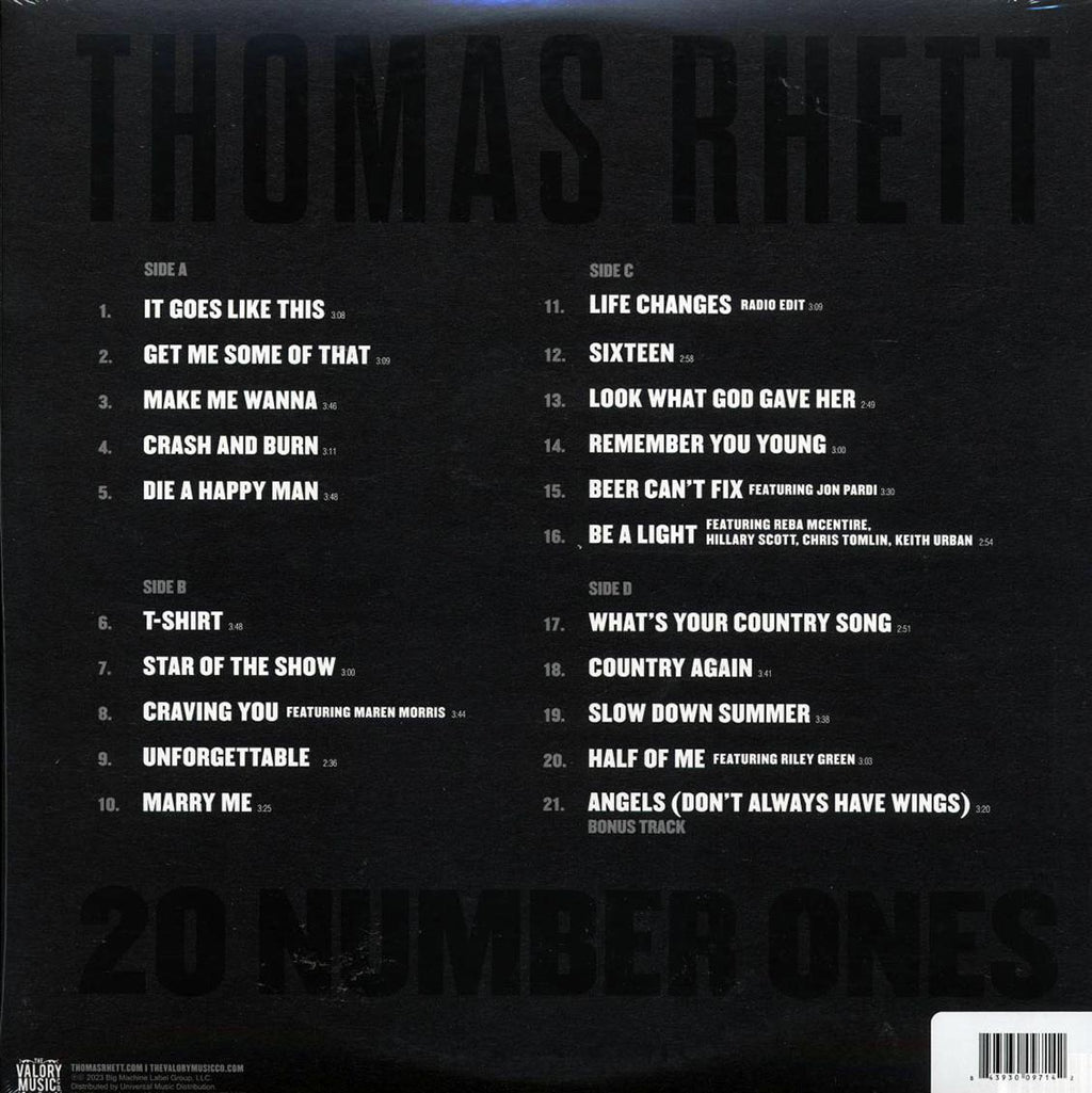 Thomas Rhett - 20 Number Ones (ltd. ed.) (2xLP) (gold vinyl) vinyl LP back cover