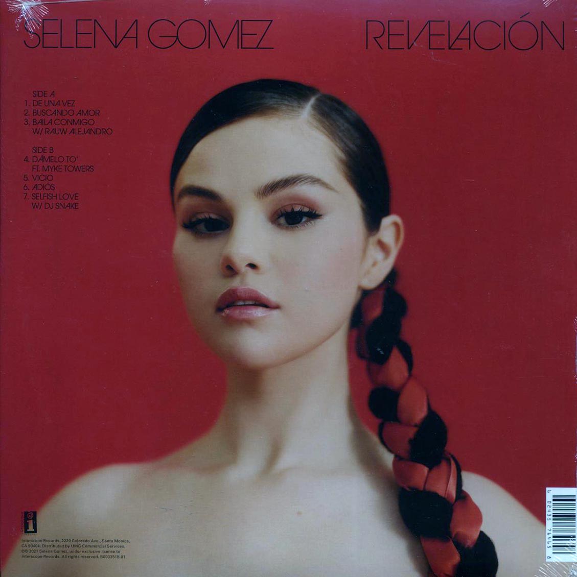 Selena Gomez - Revelacion vinyl LP back cover
