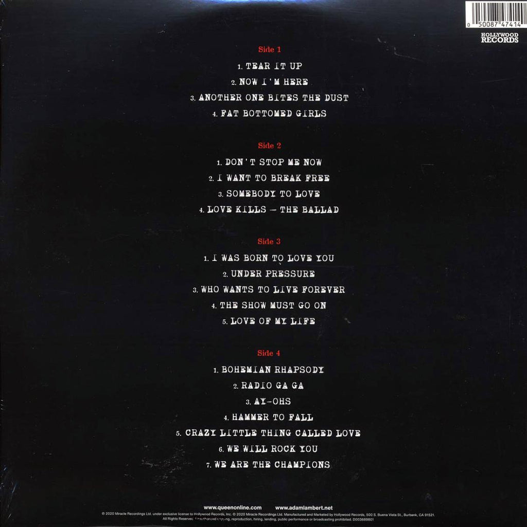 Queen, Adam Lambert - Live Around The World (2xLP) vinyl LP back cover