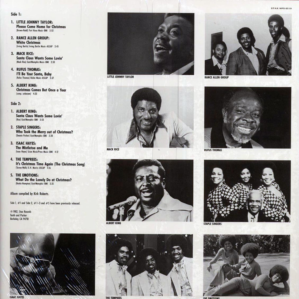Isaac Hayes, Rufus Thomas, The Staple Singers, Albert King, Etc. - It's Christmas Time Again (1982 PRESS) (orig. press) vinyl LP back cover