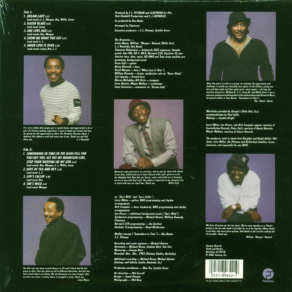 The Dramatics - Somewhere In Time: A Dramatic Reunion (1986 PRESS) vinyl LP back cover