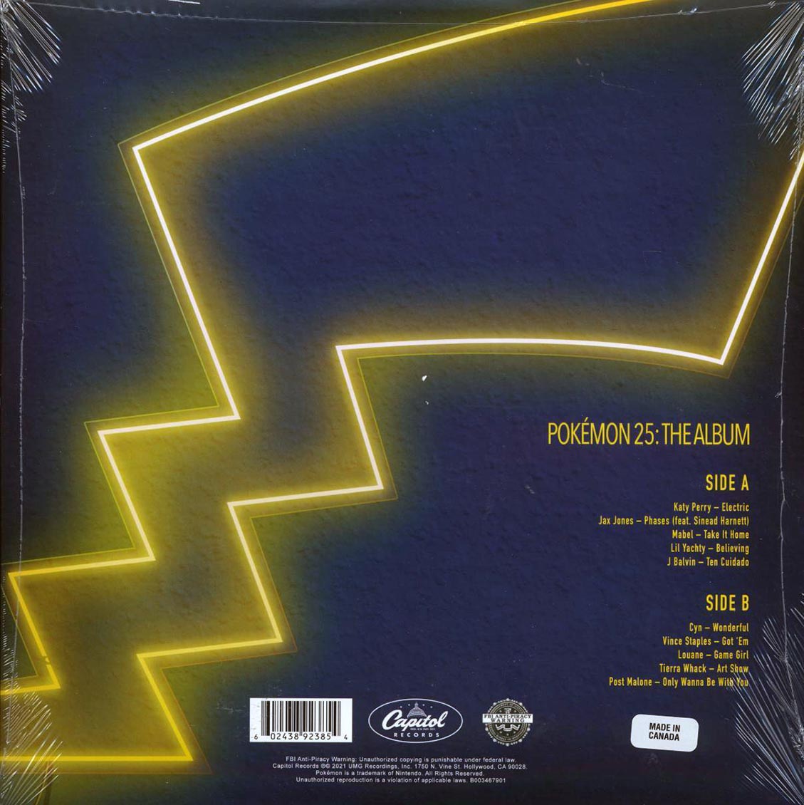 Katy Perry, Post Malone, Mabel, J Balvin, Etc. - Pokeman 25: The Album (ltd. ed.) (red/white vinyl) vinyl LP back cover
