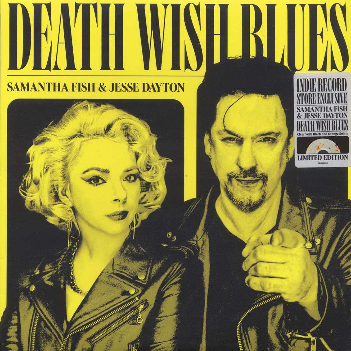 Samantha Fish, Jesse Dayton - Death Wish Blues (ltd. ed.) (clear/black/orange swirl) vinyl LP front cover