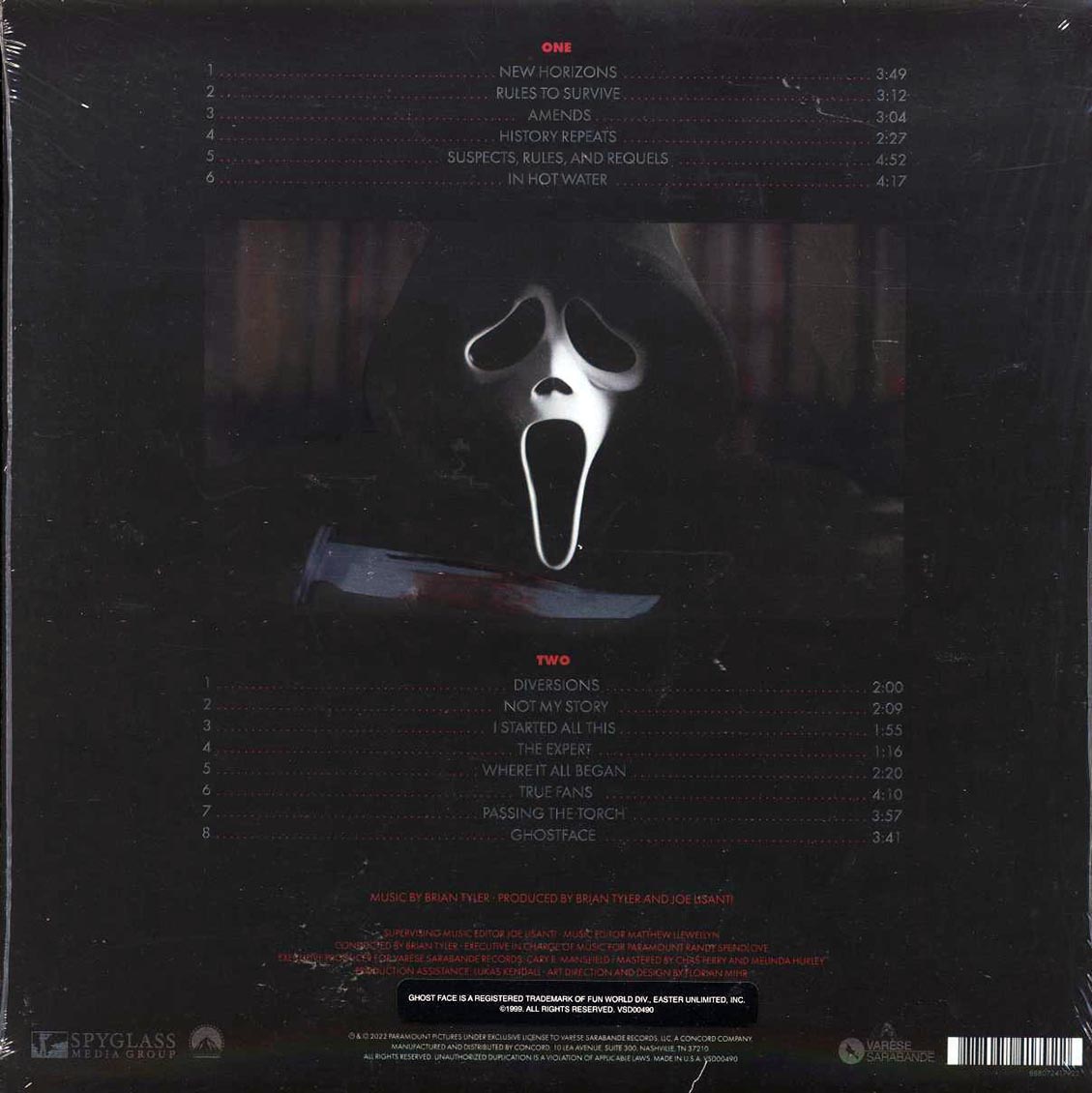 Brian Tyler - Scream: Music From The Motion Picture (ltd. ed.) (mirror board jacket) vinyl LP back cover