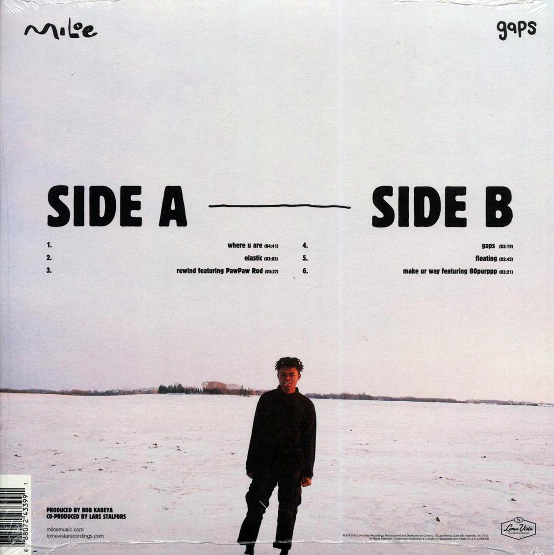 Miloe - Gaps vinyl LP back cover