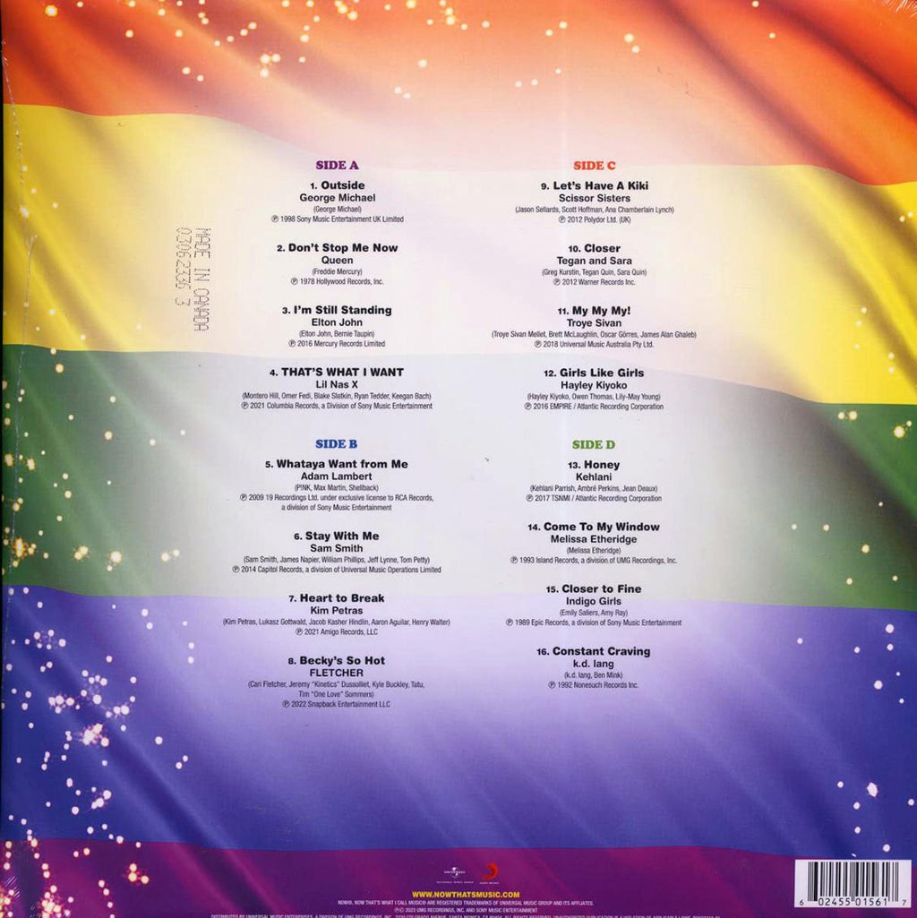 Queen, George Michael, Indigo Girls, Lil Nas X, Etc. - Now That's What I Call Proud (ltd. ed.) (2xLP) (emerald/light blue vinyl) vinyl LP back cover