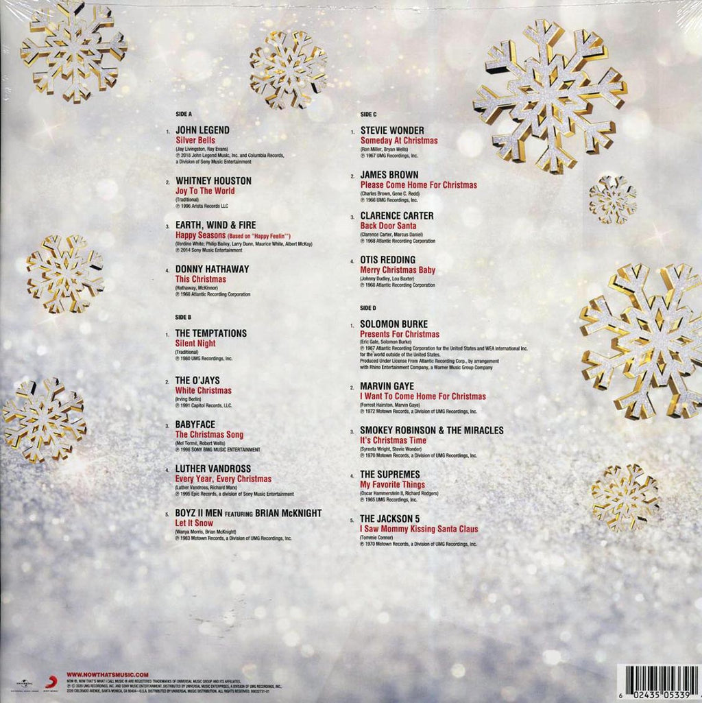 John Legend, Whitney Houston, Marvin Gaye, The Jackson 5, Etc. - Now That's What I Call R&B Christmas! (2xLP) vinyl LP back cover