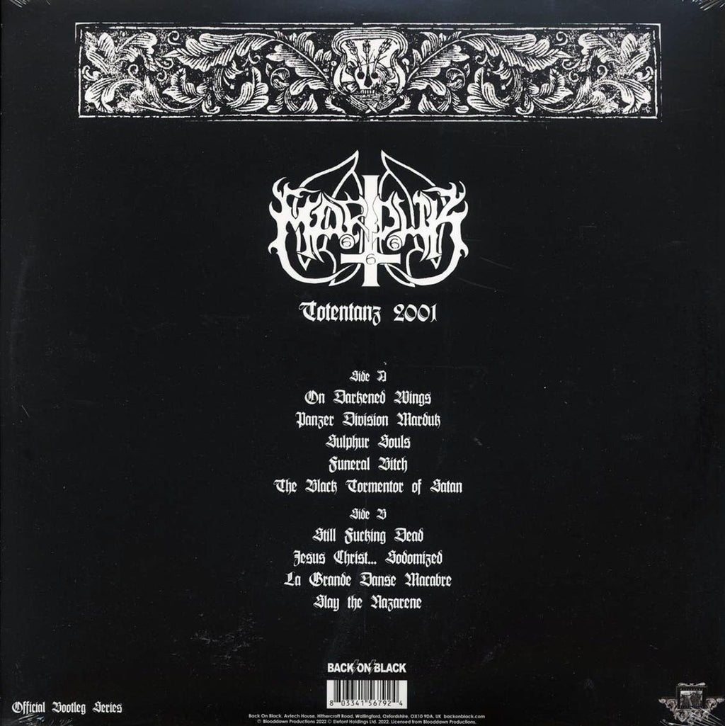 Marduk - Totentanz 2001 (ltd. ed.) (gold vinyl) vinyl LP back cover