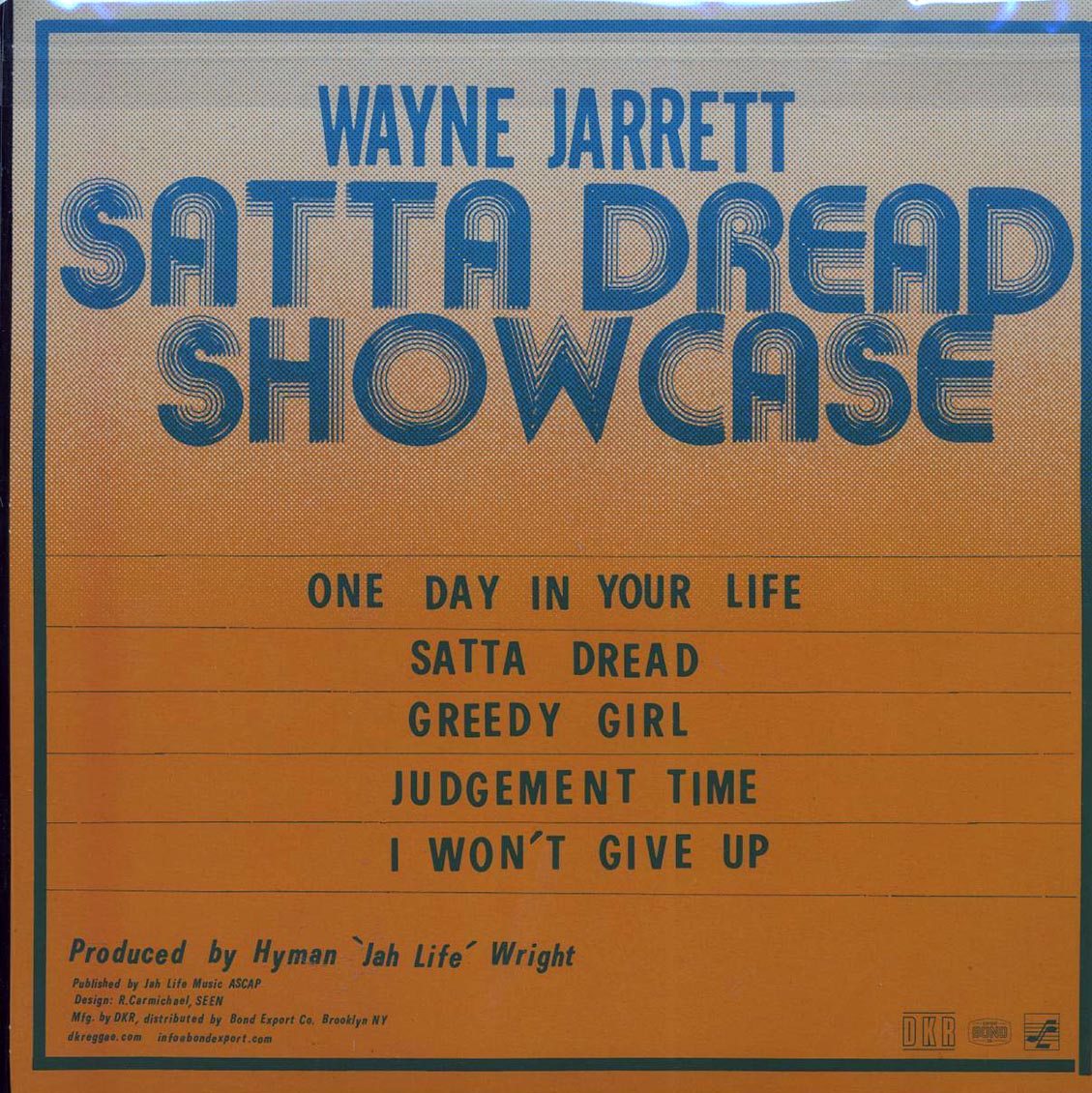 Wayne Jarrett - Satta Dread Showcase vinyl LP back cover