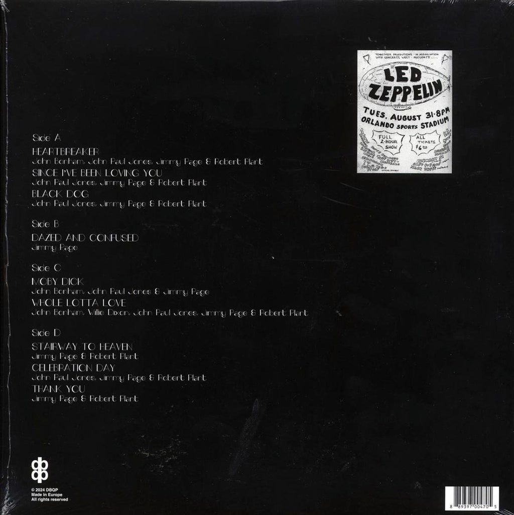 Led Zeppelin - Live At Orlando Stadium, Florida, August 31st, 1971 (2xLP) vinyl LP back cover