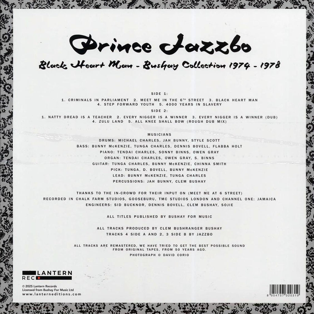 Prince Jazzbo - Black Heart Man: Bushay Collection 1974-1978 vinyl LP back cover